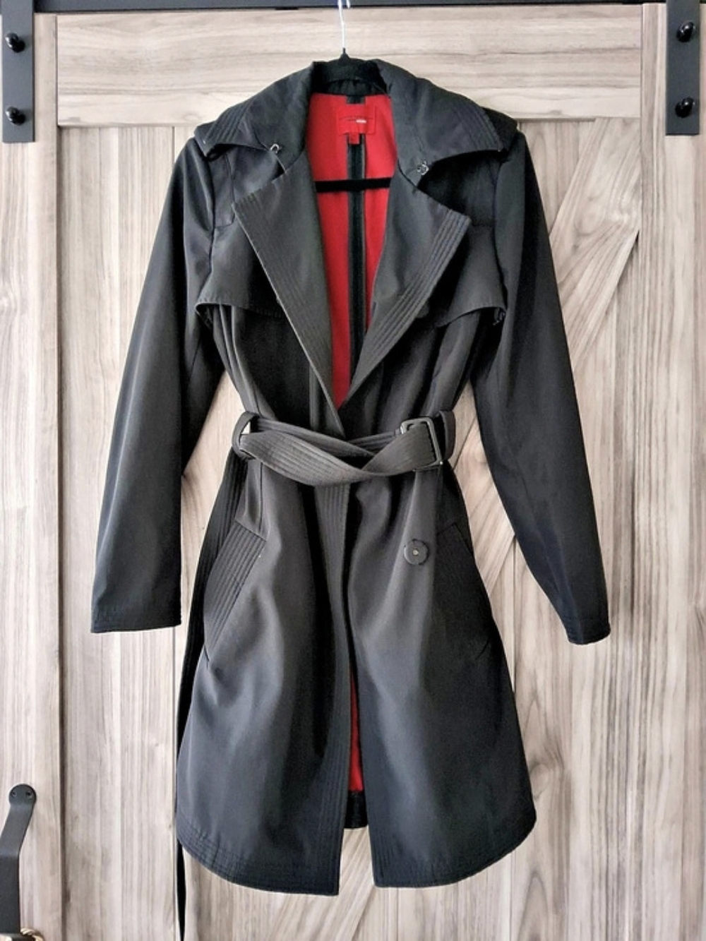Narciso Rodriguez Trench Coat in Black & Red Size Medium Like New